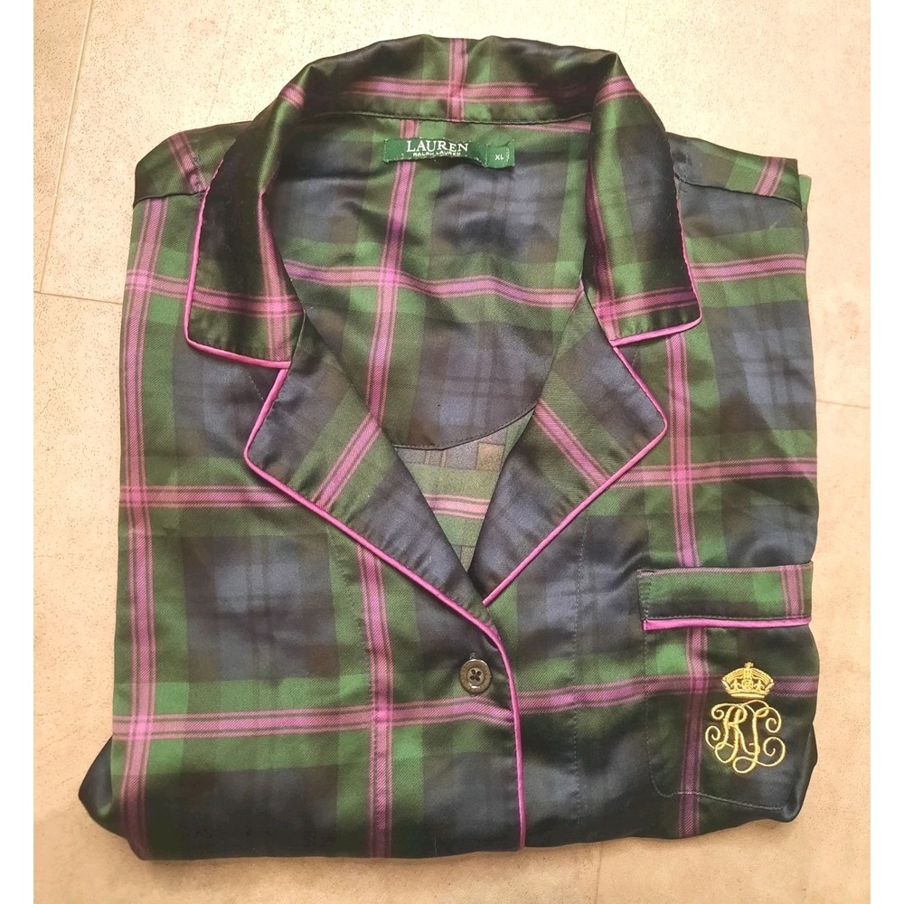 Lauren Ralph Lauren Pajama Top Size XL Plaid Pjs